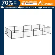 Dog Kennel Black 8 m² Steel Outdoor Pet House Large Dog Shelter Backyard E 82111