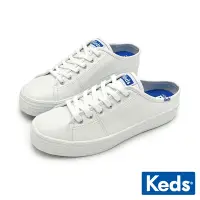 在飛比找Yahoo奇摩購物中心優惠-KEDS TRIPLE KICK 時尚皮革厚底穆勒鞋-白 9