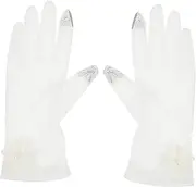 [ANDRESLAD] 1 Pair Women's Wedding Lace Gloves Sun Protection Touch Screen Gloves for Driving Cycling and Sports