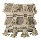 BNWT Home Decor Light Beige BOHO Tufted Cotton Cushion Tassel BOHEMIAN