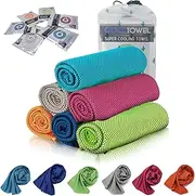 [6 Pack] Cooling Towel, Ice Sports Towel, Cool Towel for Instant Cooling,for Yoga, Travel, Golf, Gym,Camping, Fitness, Running, Workout & More Activities (35"x12")