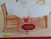 Christmas Fabric Tablecloth 60X84 Rectangle Off White Embroidered Poinsettias
