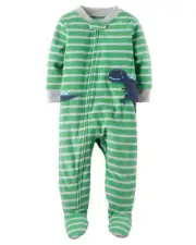 New Carter’s Boys Toddler One Piece Fleece Footsie Pajamas 24M Green Striped