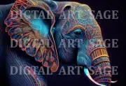 Stunning Elephant Abstract Fractal Surreal Art 8X10 High-Quality AI Photo Print
