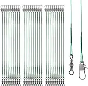 Fishing Leaders, 30pcs Stainless Steel Leader Wire Fishing Leader Line with Swivel Snaps Fishing Wire Leaders Connecting Fishing Tackle Lure or Hook for Saltwater and Freshwater