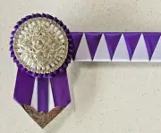Purple & White Satin Sharks Tooth Browband 32.5cm - NEW