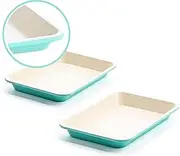 GreenLife Healthy Ceramic Nonstick 33 cm x 23 cm Quarter Cookie Sheet Baking Pan Set, PFAS-Free, Turquoise