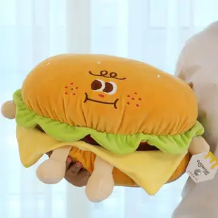 創意潮流漢堡小姐薯條先生公仔抱枕毛絨玩具沙發靠墊抓機娃娃禮物