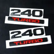 2x Black 240 Matte + 2x Black Red TURBO Metal Badge Emblem Decal Sticker Limited (for: MG)