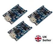 3-Pack TP4056 LiPo Battery Charger Modules - Micro USB Input