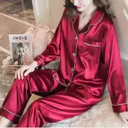 Women Satin Silk Look Sleepwear Pyjamas Long Sleeve Nightwear Set_a Red M