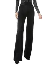 Alice and Olivia Dylan High Waisted Wide Leg Pants in Black Satin Waistband
