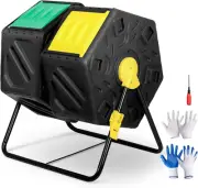 Dual Chamber Compost Tumbler for Garden and Outdoor, 37 Gallon High Volume Compo