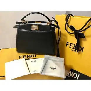 Fendi MINI PEEKABOO 黑色 附原本的細背帶喔 23CM 有現貨