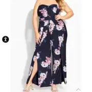 City Chic True Love Jumpsuit Floral, Navy, NWT's, Size 16 Detach. straps (1162)