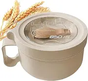 MUUBOOX Microwave Soup Mugs with Lids,28.7oz Microwave Ramen Bowl with Lid,Improved Easy-Grip Design for On-the-Go - Holds Soup, Rice, Cereal & More - BPA-Free(Beige)
