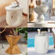 5-Styles Modern Lightweight Concrete Side Table Bedside Accent Table Art Decor