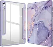 [FINTIE] Hybrid Slim Case for Samsung Galaxy Tab S9 FE 5G 10.9 Inch/Galaxy Tab S9 11 Inch 2023 with S Pen Holder, Shockproof Cover with Clear Transparent Back Shell, Auto Wake/Sleep, Lilac Marble
