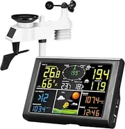 Maxkon WiFi Wireless Weather Station Weather Forecast Solar Powered Outdoor Sensor Barometers Temperature Humidity Rainfull UV Dew Point