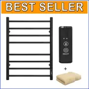 Luxury 8-Bar Towel Warmer with Built-in Timer - IP56 Waterproof Stainless Steel