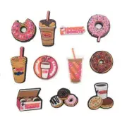 11pcs/set Adorable Food dunkin donut and Coffee Shoe Charms