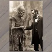 FLATCARD Historical Alien Encounter Shapeshifter Meets Abraham Lincoln V