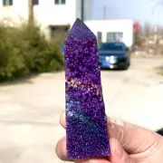140G Natural grape agate obelisk quartz crystal tower for healing