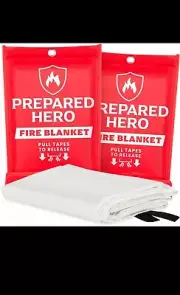 Emergency Fire Blanket - 2 Pack - Fire Suppression Blanket for Kitchen, New!
