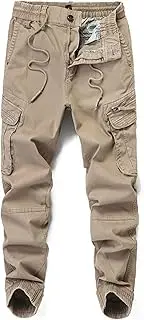 [JEShifangjiusu] Mens Multi Pockets Cargo Pants Hiking Combat Work Outdoor Trousers Casual Slim Straight Fit Sweatpants, Kakia3, 34