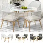 Livsip 3/5PC Outdoor Dining Set Furniture Ceramic Tempered Glass Natural Table
