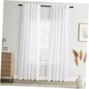 Back Tab Rod Pocket Linen Curtains 84 Inches 40"W x 84"L (Pack of 2) White