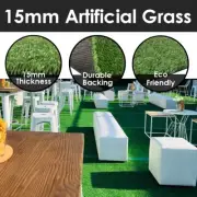 Artificial Grass Synthetic Turf Lawn Carpet Single Tone 15mm Thick 2SQM to 50SQM