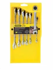 Stanley 94-543 7pc 72 Tooth Metric Single Way Ratchet Combination Spanner Set...