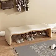 Modern Upholstered Shoe Rack Shoe Bench Ottoman End of Bed Bench Storage Bench Shoe Changing Stool Entryway Bench for Living Room Bedroom Hallway Window Corne(Beige,80 * 40 * 42cm)
