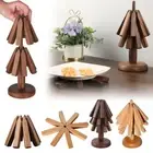 Wooden Trivets for Hot Dishes Tree Shape Trivet Set Coaster for Teapot AN