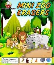 250 Zoo Erasers 1" inch Vending gumball Machine Capsules Toys 1.1"