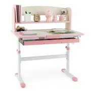 Giantex Kids Study Desk Children Writing Table Height Adjustable w/Tilt Desktop & Storage Drawer Student Learning Desk Pink