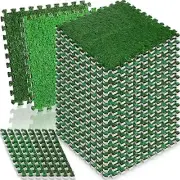 18 Pcs Grass Foam Floor Tiles 12"x12" Interlocking Turf Mats Artificial Carpe...