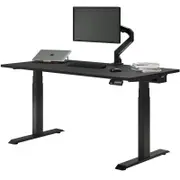 Desky Dual Sit to Stand Black Melamine Desk 1500x750mm Matte Black Height Adjustable Legs
