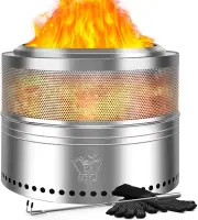 YEFU Fire Pit 20In Dia, Folding Smokeless Firepit for Outside, Wood Burning S...