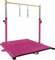 GLANT Gymnastic Kip Bar,Horizontal Bar for Kids Girls Junior,3' to 5FT, Pink