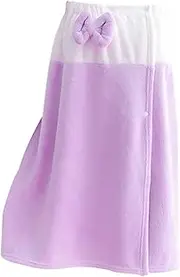 [Generic] Shower Wrap Robe,Spa Body Wrap Absorbent Towel for Women | Wearable Shower Robe with Cute Bow Lightweight Bathrobe for Changing Room, Dorm, Gym