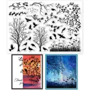 TREE, PLANT, GRASS & BIRD Clear Stamps - 21 x 14.8cm - Flower, Leaf, Leaves
