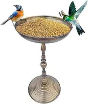 Garden Bird Bath,Metal Bird Bath Standing Feeder | Antiqued Iron Art Statue with Feeding Tray for Yard Patio Courtyard Balcony Parrots