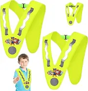 YOUYIKE Pack of 2 V-Shape Reflective Vest Children, High Visibility Vest, Yellow Safety Vest Children with Elastic Tape Prevent Slipping, Good Visibility, for Sports, Running, Cycling, a, 40 cm * 25