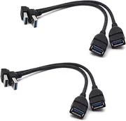 Antrader USB 3.0 Right Angle 90 Degree UP & Down Extension Cable Male to Female Converter Data Adapter Cord 2 Pairs