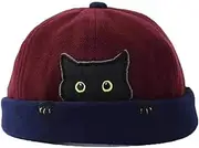 [ANMUR] Brimless Beanie Hat for Men & Women Fashion Cute Melon Cap Hats Rolled Cuff Sailor Skull Docker Caps for Kids & Adults (Color : Deep red, Size : 58)