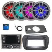 JBL Marine Radio, Antenna, 4x 6.5" 225W LED Speakers w/Wire,Spa Bezel, Adapter