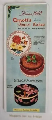 ARNOTT'S 1960 XMAS CAKES & TIN BISCUITS ADVERTISEMENT FRIDGE MAGNET - M485 LA