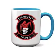 VMAQ-2 Can Do Easy - Jester Skull Logo 15 Oz Ceramic Light Blue Mug